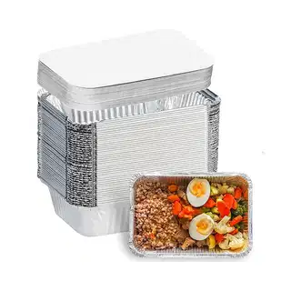 Aluminum Foil Box Pack Container with Lid (660ml) 1pack