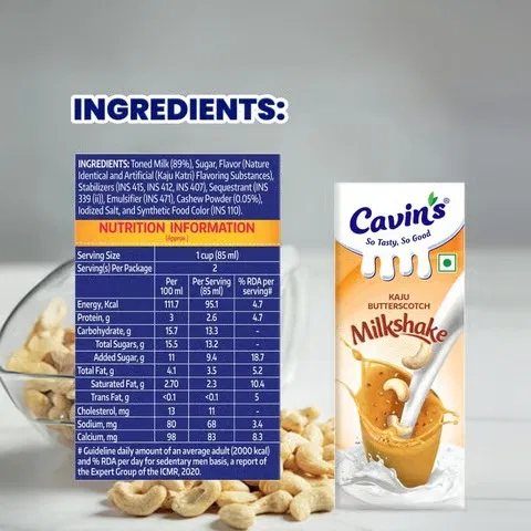 Cavin's Kaju Butterscotch Milkshake 170ml - photo 5
