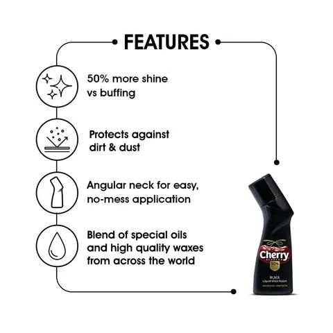 Cherry Blossom Black Liquid Shoe Polish 75ml - photo 5