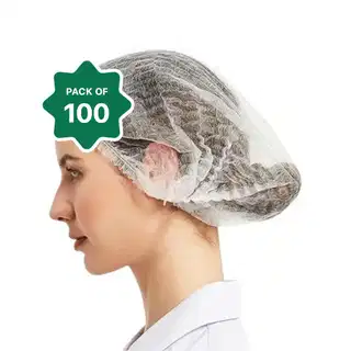 Disposable Bouffant White Caps (100pcs) 1pack