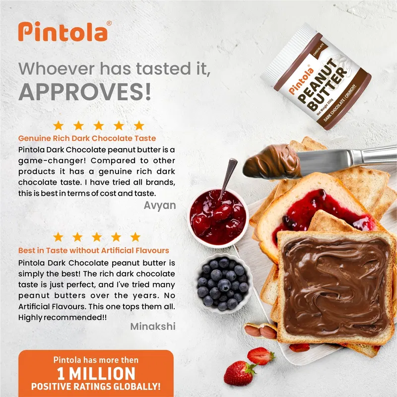Pintola Dark Chocolate Crunchy Peanut Butter 350g - photo 2