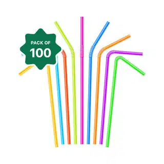 Small Folding Plastic Flexible Straw (100pcs)