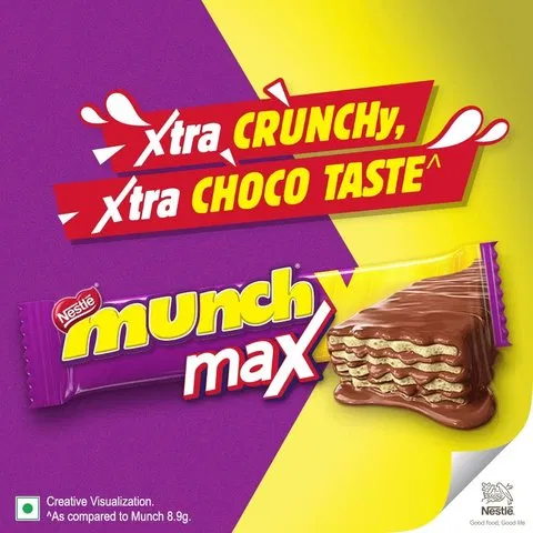 Nestle Munch Max, Coated, Crunchy Wafer Chocolate