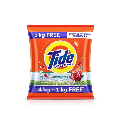 Tide Plus Double Power Washing Detergent Powder (Jasmine & Rose) (4Kg+1Kg)