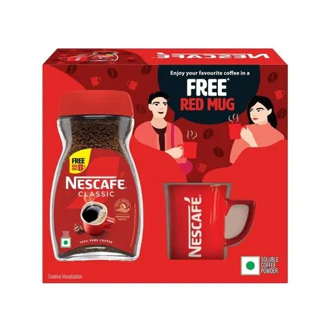 Nescafe Classic Instant Coffee Powder - Free Red Mug