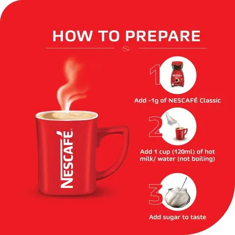 Nescafe Classic Instant Coffee Powder - Free Red Mug