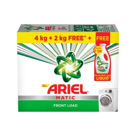 Ariel Matic Front Load Detergent Powder (4kg + 2Kg Free) - Free 500 ml Liquid Detergent Inside