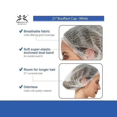 Disposable Bouffant White Caps (100pcs)
