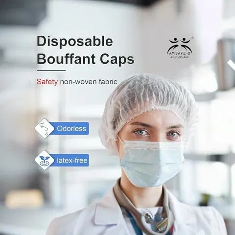 Disposable Bouffant White Caps (100pcs)
