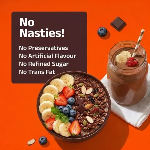 Pintola High Protein Muesli With Dark Chocolate and Cranberry 24g Protein, No Refined Sugar