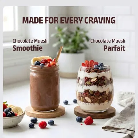 Pintola High Protein Muesli With Dark Chocolate and Cranberry 24g Protein, No Refined Sugar