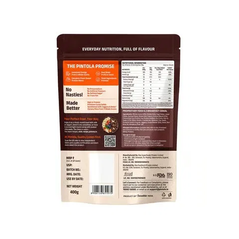 Pintola High Protein Muesli With Dark Chocolate and Cranberry 24g Protein, No Refined Sugar