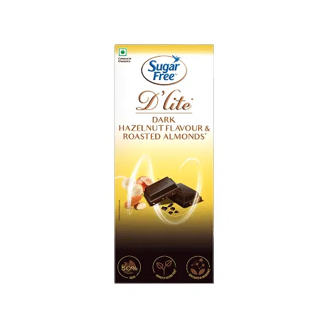 Sugar Free D'Lite Hazelnut Flavour & Roasted Almonds 50% Dark Chocolate