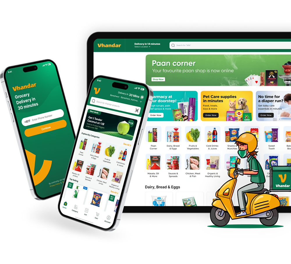 Vhandar App for Grocery Delivery in Nepal