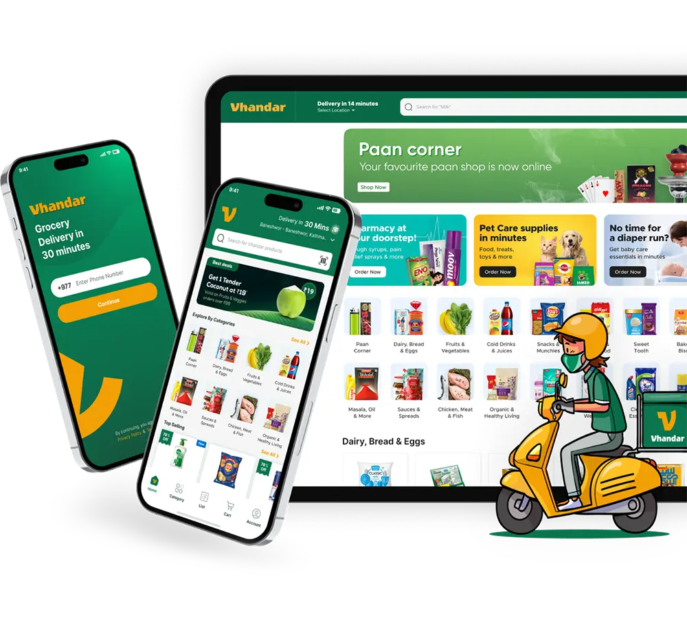 Vhandar App - Grocery & Liquor Delivery Kathmandu Nepal, Mobile App Screenshot